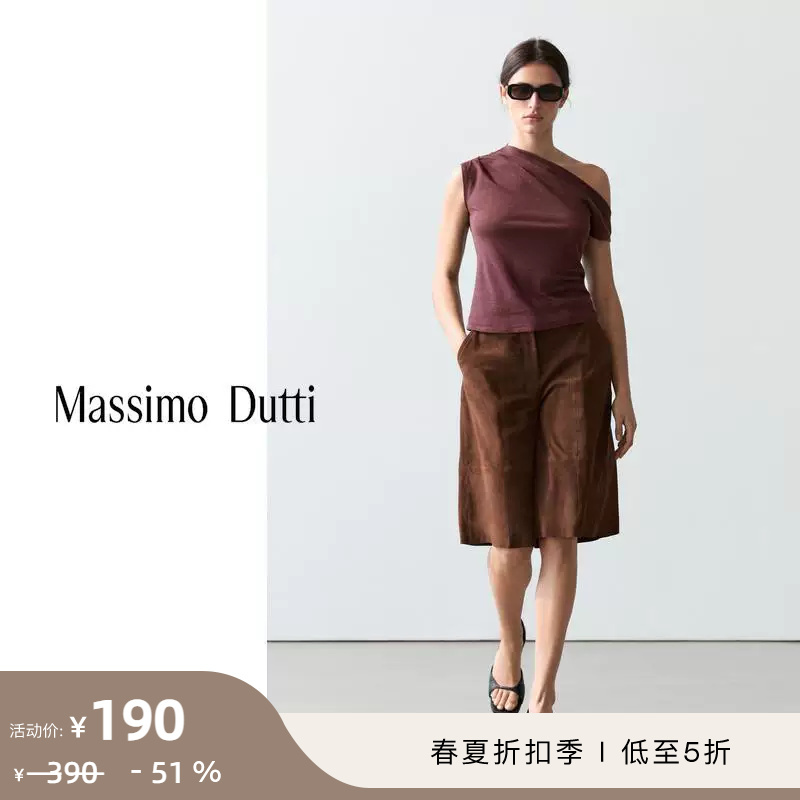 Discount Season Massimo Dutti Women's Clothing 2026 Spring/Summer New Commuter Style Linen and Cotton Asymmetric Draped Top 06871939122 Discount Season Massimo Dutti Women's Clothing 2026 Spring/Summer New Commuter Style Linen and Cotton Asymmetric Draped Top 06871939122