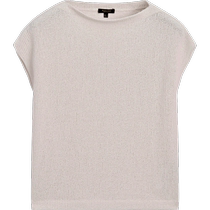 Summer new MassimoDutti2024 womens white American casual basic simple shoulder style half high collar flying sleeve T-shirt 06856917712