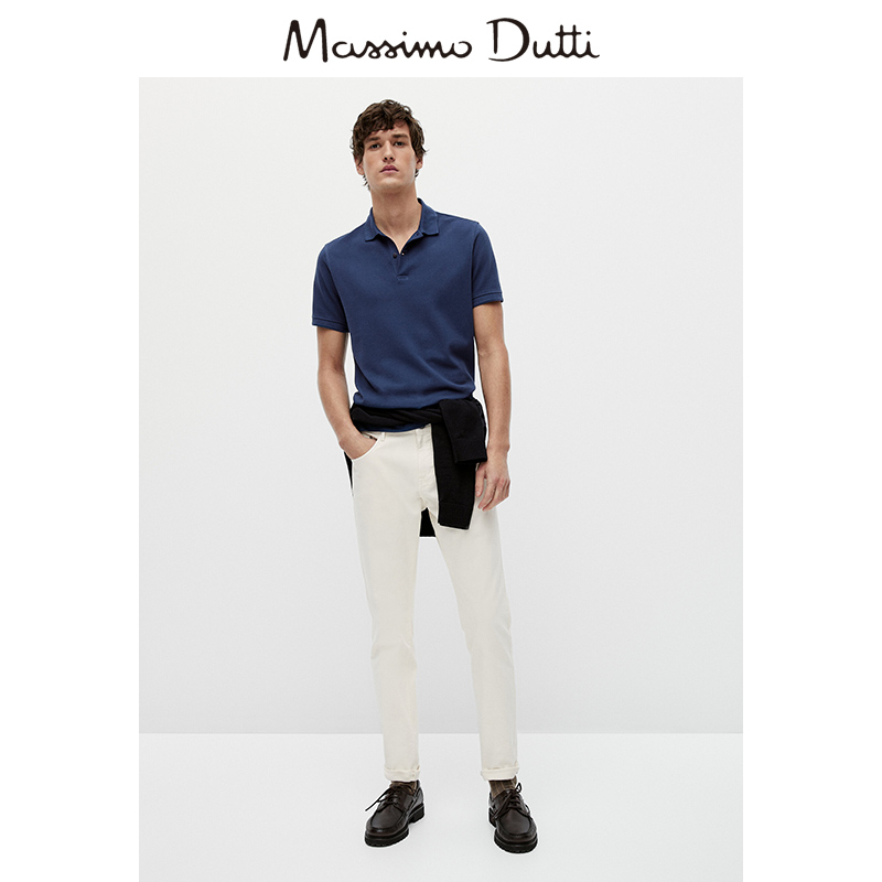 Massimo Dutti Men's Clothing 2022 Spring Summer New Pint Casual Version Cotton Short Sleeve Classic Pure Color POLO 00723283404
