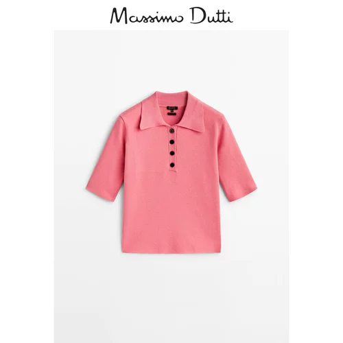 Весна и летняя скидка Massimodutti Женская одежда 2023 Новая дофаминовая кнопка с коротки