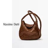 Весенне-летние новинки женских аксессуаров MassimoDutti2025, простая городская сумка через плечо в городском стиле из плетеной кожи наппа 06918604702