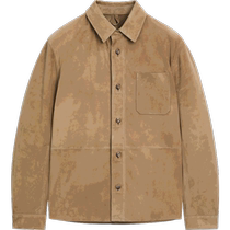 Spring and summer new MassimoDutti mens clothing 2024 new style high-end light brown suede leather jacket shirt style jacket 03305553710