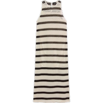 Discount season MassimoDutti2024 womens romantic casual holiday style striped crochet hollow sleeveless vest dress 06620682716