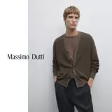 Весенне-летняя новинка мужского сезона Massimo Dutti 2025, новый повседневный ленивый стиль, двухцветный вязаный кардиган из чистого хлопка с V-образным вырезом 00951201724