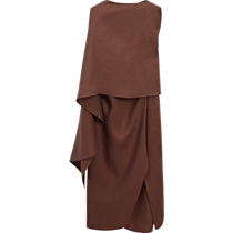 Discount Season MassimoDutti Womens Clothing 2024 Summer New Wasteland Style Brown Irregular Design Dress 06630555763
