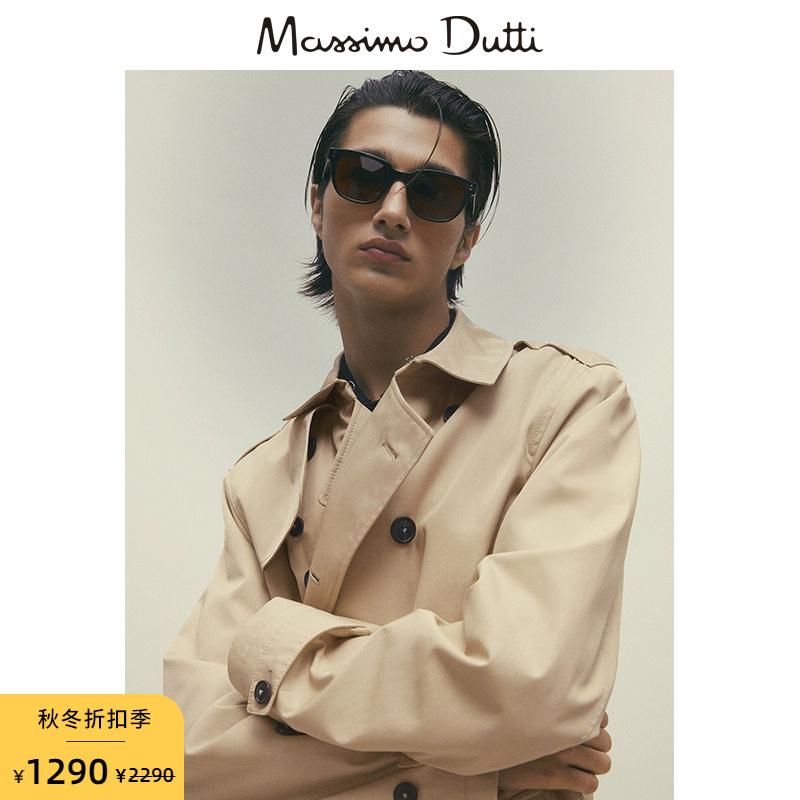 Discount season Fall new MassimmoDutti men's clothing 2023 new double-row buckled anti-water long version of the wind jacket 03415201710-Taobao