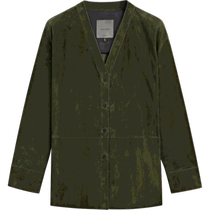 Spring and summer new product MassimoDutti2024 womens old money style lazy style texture green suede leather V-neck shirt jacket 04721741500