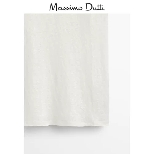 Massimo Dutti, демисезонная белая модная футболка с коротким рукавом для отдыха, V-образный вырез