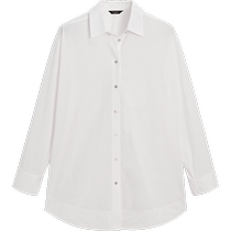Summer new MassimoDutti2024 womens French style deserted white noise smart commuting style loose version pure cotton long-sleeved shirt 05121997250