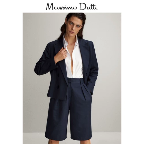 Massimo Dutti Женские флоты синие плиссированные шорты 05031931401