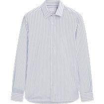 Summer new Massimo Dutti mens 2024 new gentlemans commuter style standard version striped lapel long-sleeved shirt 00126478401