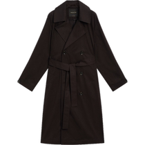 Autumn and winter new style MassimoDutti2024 womens casual British style quiet luxury style brown belted long double-breasted windbreaker 06768915716