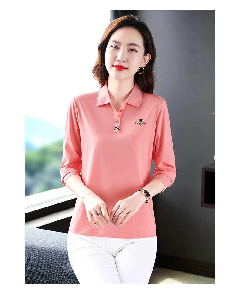 F1130 670K ÁO THUN NỮ WUHTDNG DÀI TAY MÙA XUÂN THU ĐÔNG TRUNG NIÊN THÊU HỌA TIẾT HOA KÍN CỔ THỜI TRANG NỮ VẢI BÔNG G02 SẢN PHẨM MỚI
