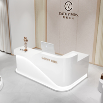 Cash register simple modern clothing shop beauty salon paint L-shaped corner custom bar counter company front desk
