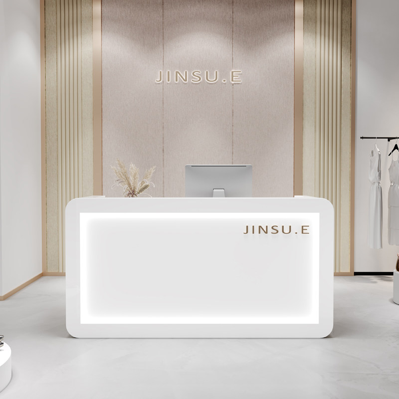 Bar Counter Cash Counter Brief Modern Clothing Shop White Baking Varnish Counter Beauty Institute Training Institute Front Desk Reception Desk
