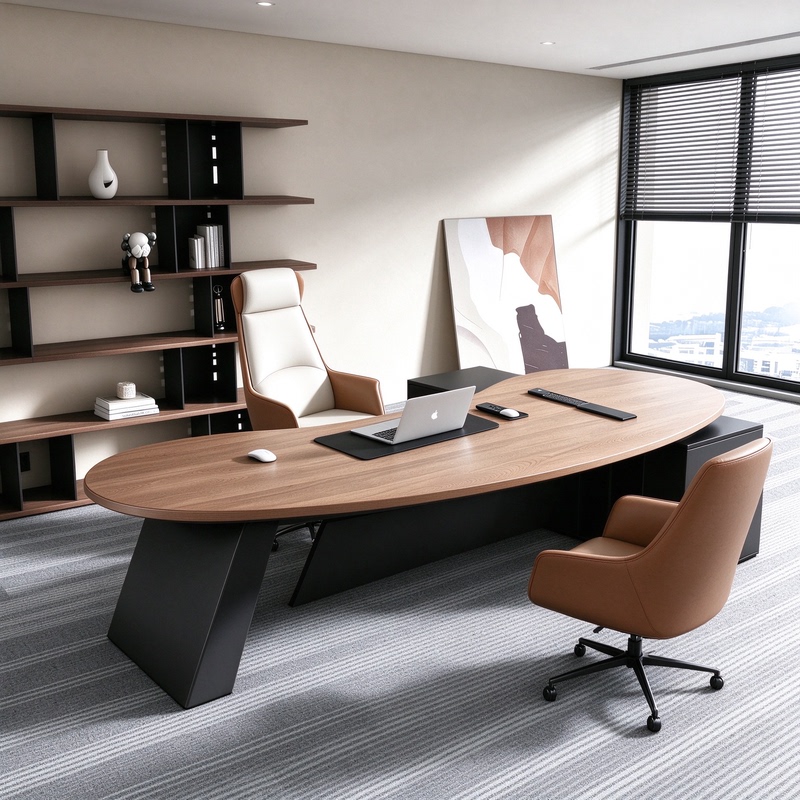 New Office Furniture Combination Set, Solid Wood Young People's Boss Desk, Light Luxury High-End Computer Desk, Study Desk New Office Furniture Combination Set, Solid Wood Young People's Boss Desk, Light Luxury High-End Computer Desk, Study Desk