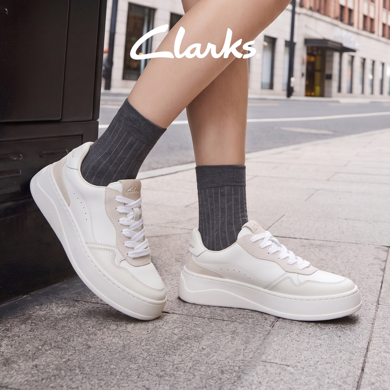Clarks Lemolite up Women's Shoes, Fashionable Thick-Soled Height-Increasing White Sneakers, Lightweight Casual Sports Sneakers Clarks Lemolite up Women's Shoes, Fashionable Thick-Soled Height-Increasing White Sneakers, Lightweight Casual Sports Sneakers