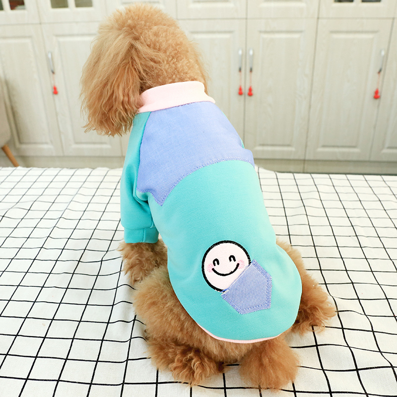 Quần áo cho chó Bomei Teddy quần áo chó nhỏ denim khâu cổ áo sơ mi thêu mặt cười mùa xuân và quần áo thú cưng mùa hè - Quần áo & phụ kiện thú cưng nón cho chó