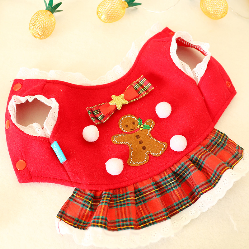 PETCIRCLE Quần áo thú cưng Gấu bông Chó nhỏ Chó con Trang phục Chó Dễ thương Gingerbread Man Kẻ sọc Váy - Quần áo & phụ kiện thú cưng quan ao cho cho