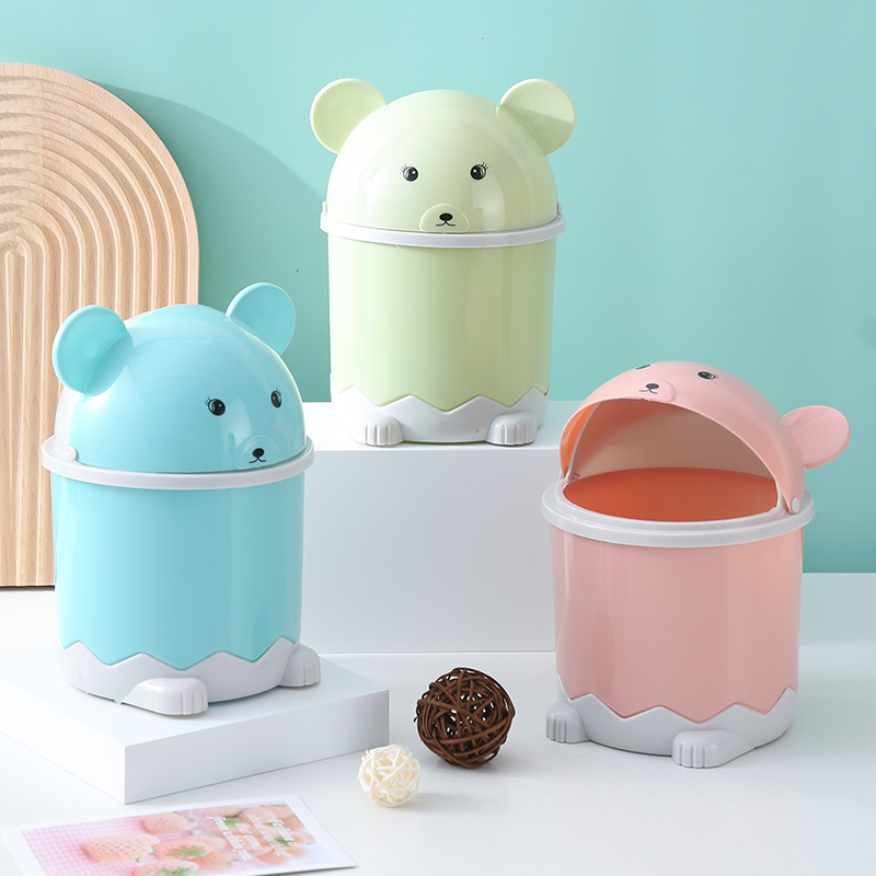 Creative Cute Desktop Trash Cans Home Living Room Briefs with cover Small Basket Mini Clamshell Plastic Trash Cans-Taobao