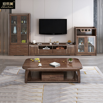 Solid wood tea table TV cabinet Composition Modern minimalist Living room Small family Type New Chinese Silk Sandalwood Locker Ground Cabinet