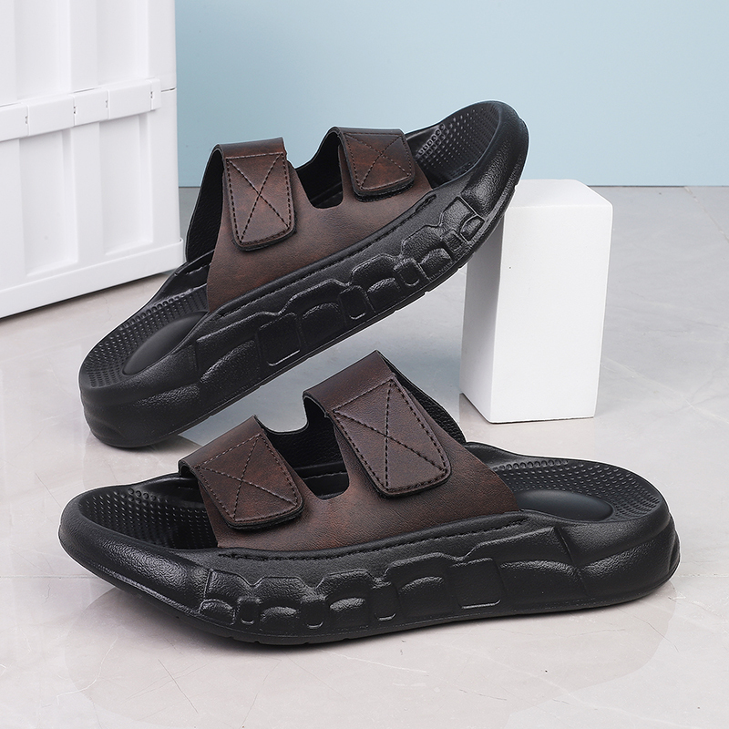 Plus-Size Men's Slippers in Size 47 for Wide Feet, Suitable for Outdoor Wear, Anti-Slip, Soft Sole, High Instep, Thick Sole, Adjustable Slide Sandals