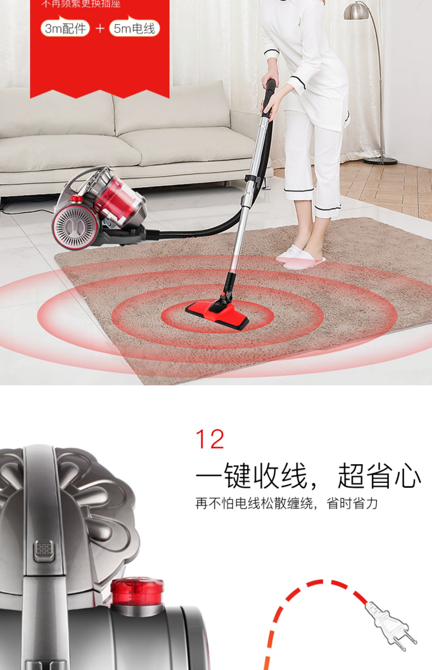 robot hút bụi lau nhà ecovacs t8 aivi Máy hút bụi nhà bà Han cực kỳ yên tĩnh nhỏ nhỏ cầm ngang mạnh mẽ cầm thảm công suất cao - Máy hút bụi máy hút bụi công suất lớn