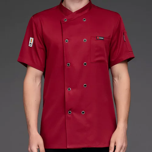 Высокая рабочая одежда для шеф -повара короткая -печать мужской отель