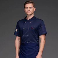 Синий фартук, короткий рукав