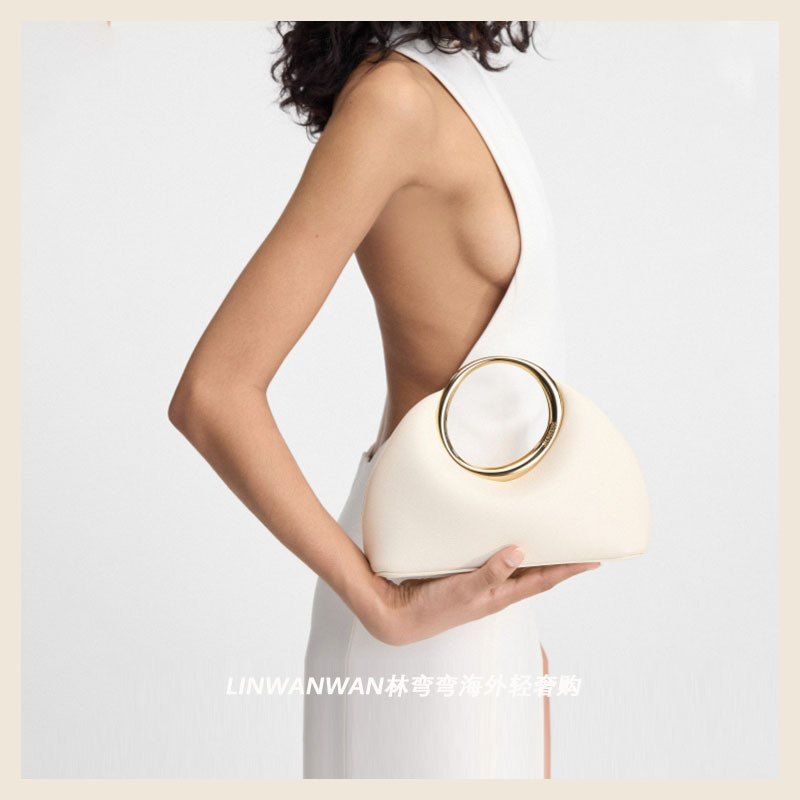 French Niche Brand Jacquemus the Calino Ring Handle Clutch Handbag European and American Fashion Women's Bag