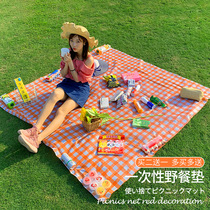 Disposable picnic mat outdoor barbecue waterproof thickened plastic spring outing tablecloth outing tablecloth ins wind picnic cloth