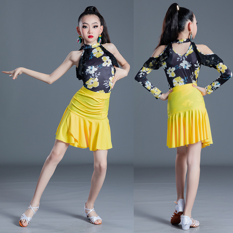 ML Latin dance practice clothing summer fashion children's split dance professional two-piece practice clothing children's performances