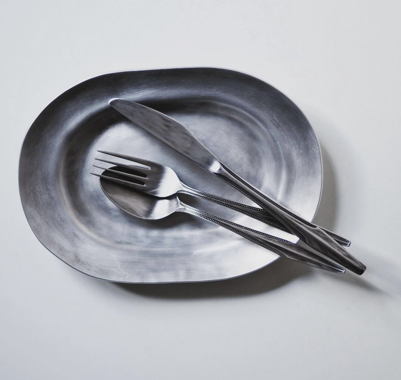 Some Items in Stock|Japanese Goldsmith Nagashima Yoshio Nagashima Yoshio Aluminum Oval Dinner Plate Knife and Fork Some Items in Stock|Japanese Goldsmith Nagashima Yoshio Nagashima Yoshio Aluminum Oval Dinner Plate Knife and Fork