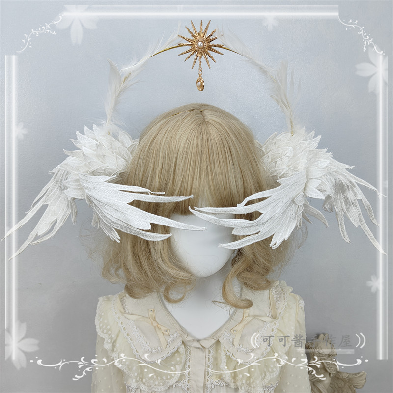 原创手作Lolita天使之翼羽毛发箍KC黑白双色超大翅膀拍照走秀摄影神器！-lolita洛丽塔配饰小物-淘宝好物网