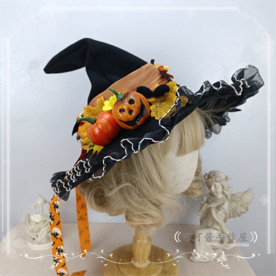 taobao agent Original lolita Witch Hat Fiming Witch Hat Children Halloween Witch Hat Black Pumpkin Bat Hat