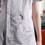 衣研堂 Официант рабочая одежда для женщин, обслуживающих ресторан китайского стиля, чайной чернила печать и окрашивание летних женщин с короткими рукавами