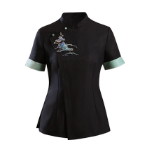 Yiyantang hotel waiter work clothes short-sleeved Chinese high-end banquet hall restaurant catering hot pot restaurant summer clothes for women