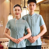 衣研堂 Рабочая одежда официанта с короткими рукавами, летняя прихожая отеля, кейтеринг, китайская столовая, горячий горшок, чайный домик, ресторан, женский