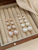 Shijia Steamed Bun Big Pearl 999 Silver Needle Earrings for Women, Light Luxury Elegant Earrings 2026 New Ear Clips for Non-Pierced Ears
