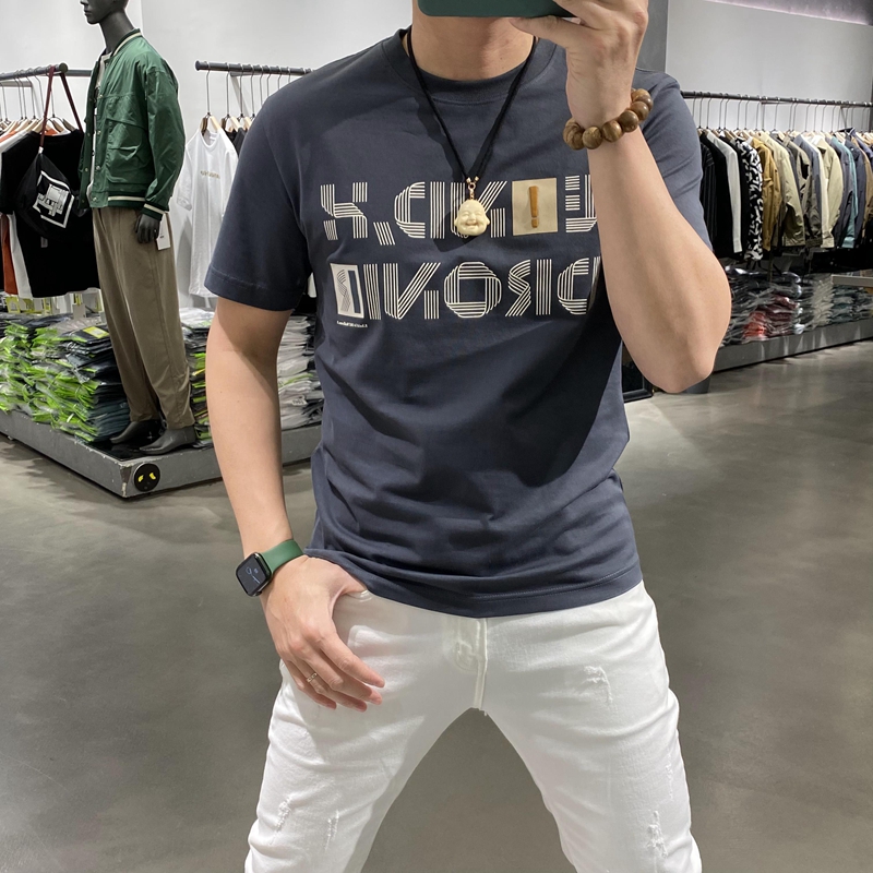 T-shirt corta per bambino in puro cotone con stampa lettera sul petto, vestibilità slim, top rosso a rete girocollo mezza manica, trendy_voghion.com