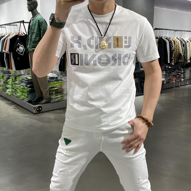 T-shirt corta per bambino in puro cotone con stampa lettera sul petto, vestibilità slim, top rosso a rete girocollo mezza manica, trendy_voghion.com