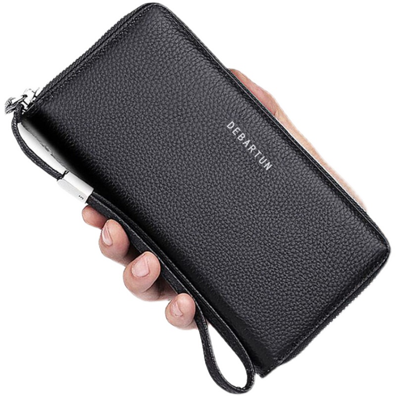 Men's Long Wallet, Business Style, Large Capacity, Multiple Card Slots, Zipper Bag, European and American Style, Hand-Held Clutch, Ticket Holder, Phone Bag