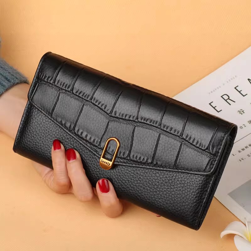 2026 New Style Genuine Leather Wallet for Women, Medium-Length, Fashionable, Casual, Elegant, Versatile Clutch Bag, Wallet Bag