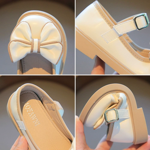 Девочки кожаные туфли 2024 весна и осень Новая черная Маризен Мягкое дно маленькие девочки принцесса jk одиночные туфли летняя женщина