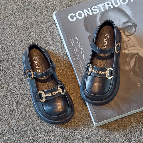 Детская черная обувь для кожаной обуви для мальчиков в английском стиле с низким вырезом, в британском стиле