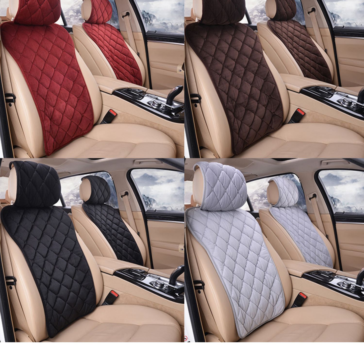 Wholesale car cushion winter short plush small waist three-piece warm single piece Winter back seat cushion