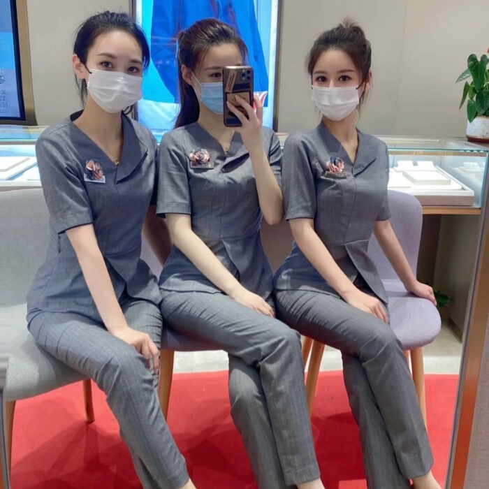 Chow Tai Fook New Short-Sleeved Suit Workwear Summer Gray Suit Jacket Gold Store Jewelry Store Work Uniform Suit