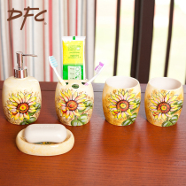 DFC ceramic bathroom five-piece set Hand-painted soap box washing set Creative bathroom supplies Mouthwash brushing cup set