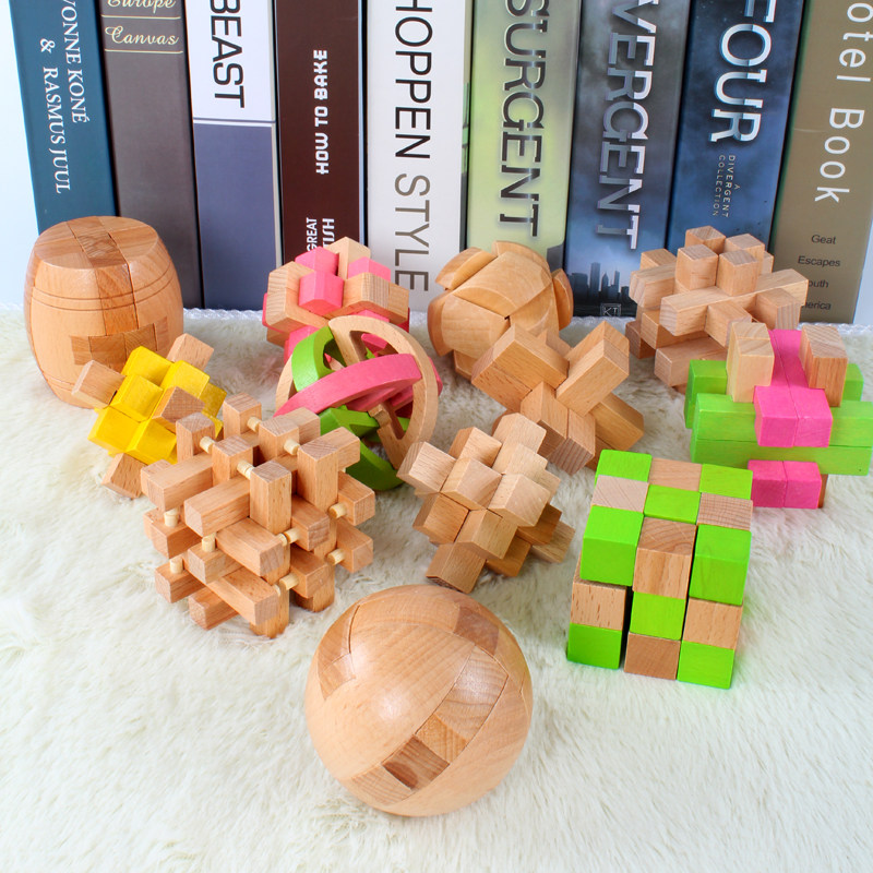 Wooden Komming Lock Ruban Lock Salute Box Puzzle Unlock and disassembly mortise and tenon  Shenlong Tailed Nine Serial Toy Students