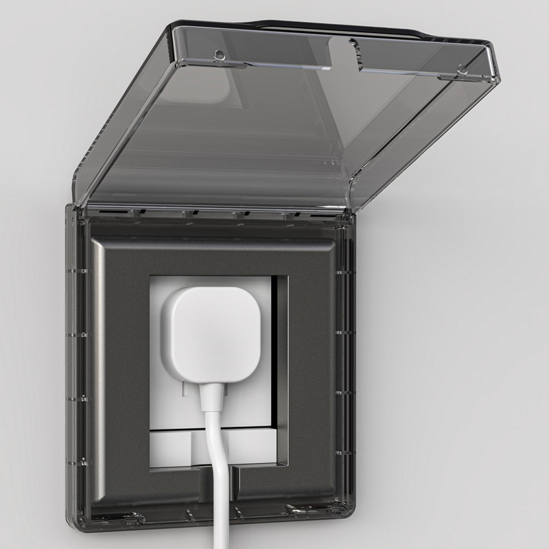 Type 86 embedded hidden socket waterproof cover embedded concave panel refrigerator switch five-hole plug splash-proof box